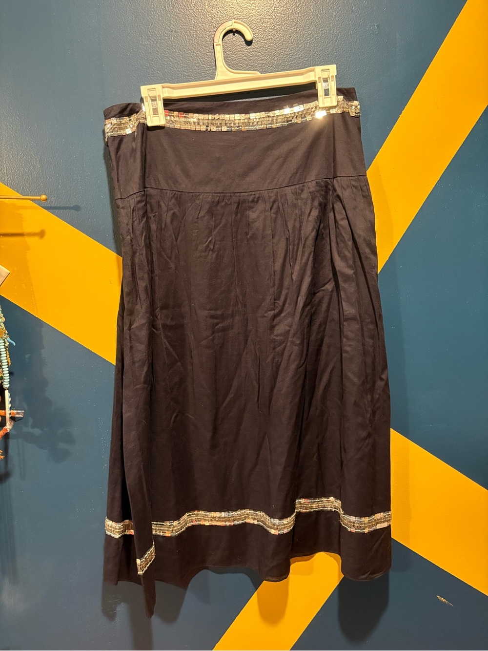 Tory Burch Navy & Silver Sequin Midi Skirt GUC - Picture 6 of 7